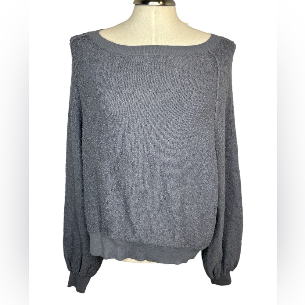 Free People Women's Found My Friend Sweatshirt in Blue Gray Size Small